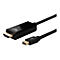 Schwarzes HDMI-Kabel mit 'LINDY DISPLAY' und 'SOURCE'-Text. Goldfarbene Stecker.