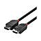 Deux câbles DisplayPort noirs avec des accents rouges. Le connecteur porte la mention "LINDY".