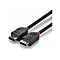 Deux câbles DisplayPort noirs avec des accents rouges. Les connecteurs montrent le logo LINDY et les connecteurs DisplayPort.