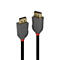 Deux câbles HDMI avec boîtiers gris et câbles noirs, marque LINDY.