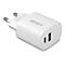 Adaptateur secteur blanc avec ports USB. Inscription : LINDY. Deux ports USB sont clairement visibles.