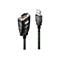 Câble USB noir avec port série. Le câble possède un connecteur USB-A et un connecteur D-sub à 9 broches.