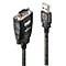 Câble LINDY noir avec connecteurs USB-A et DB9. Le connecteur indique "TX POWER RX".