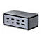 Graue Dockingstation mit diversen AnschlÃ¼ssen. Aufschrift: BINY. Unten stehen die Bezeichnungen der Ports: PD 3.0, HOST, HDMI, LAN, DP.