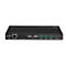 Décodeur Lindy 4K30 HDMI & USB over IP noir avec divers ports. Étiquettes : DC 12V, LAN, IR IN/OUT, USB 2.0, RS-232, MIC IN, Audio Out, HDMI Out.