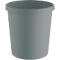 Gray, cylindrical bucket with a slightly protruding rim.