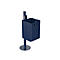 Blue trash can design, with handle openings, round base, and mounting.