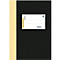 Un cahier de commerce noir avec une couverture jaune et un champ d'adresse blanc, avec le mot "Ursus" imprimé dessus.