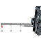 Forklift with jib, to which a hook is attached. The components are numbered.