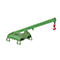 Green crane arm device with red hook on a white background.