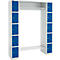 Lockerkast - B 1565 x D 500 x H 1950 mm - 2 x 5 vakken - met hoedenplank en kledingstang - schoenrek - lichtgrijs en gentiaanblauw - ons merk Schäfer Shop Select