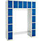 Lockerkast - B 1565 x D 500 x H 1950 mm - 3 x 4 vakken - met kledingstang - schoenrek - lichtgrijs alu en gentiaanblauw - ons merk Schäfer Shop Select