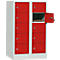 Lockerkast, plaatstaal, deuraanslag rechts, cilinderslot, 10 vakken, B 600 x H 965 mm, lichtgrijs RAL 7035/vuurrood RAL 3000