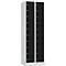 Lockerkast, plaatstaal, deuraanslag rechts, cilinderslot, 20 vakken, B 600 x H 1800 mm, lichtgrijs RAL 7035/gitzwart RAL 9005
