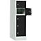 Lockerkast, plaatstaal, deuraanslag rechts, cilinderslot, 5 vakken, B 300 x H 965 mm, lichtgrijs RAL 7035/gitzwart RAL 9005
