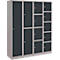 Lockerkast, staal, cilinderslot, met etikethouder, 1 compartiment, licht zilver/antraciet RAL 7016