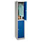 Lockerkast, staal, cilinderslot, met etikethouder, 2 compartimenten, licht zilver/ gentiaanblauw RAL 5010