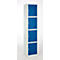 Lockerkast, staal, cilinderslot, met etikethouder, 4 vakken, lichtgrijs RAL 7035/enziaans blauw RAL 5010