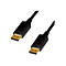 Zwei schwarze DisplayPort-Kabel mit goldenen Steckern vor weißem Hintergrund.