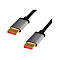 Zwei DisplayPort-Kabelenden mit silbernem Gehäuse, goldenen Anschlüssen und LogiLink-Logo.