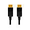 Zwei identische, schwarze DisplayPort-Stecker mit goldenen Anschlüssen vor weißem Hintergrund.