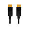 Zwei schwarze DisplayPort-Kabelstecker mit goldenen Anschlüssen vor weißem Hintergrund.