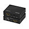 Schwarzer LogiLink HDMI-Audio-Extraktor mit verschiedenen Anschlüssen auf weißem Hintergrund.