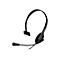 Schwarzes einseitiges LogiLink Headset mit verstellbarem Kopfbügel und Mikrofonarm vor weißem Hintergrund.
