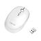 WeiÃŸe kabellose Maus mit Logo, USB-EmpfÃ¤nger daneben.