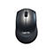 Drahtlose, schwarze Maus mit Scrollrad und Logo 'LogiLink'.