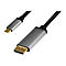 LogiLink USB-C auf DisplayPort Adapterkabel mit grauen Aluminiumgehäusen und goldenen Anschlüssen.