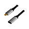 LogiLink USB-C Verlängerungskabel mit goldenem Stecker und grauen Aluminiumgehäusen.