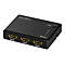 Schwarzer LogiLink HDMI-Switch mit drei Eingängen, Beschriftungen und einer Select-Taste.