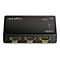 Schwarzer LogiLink HDMI-Switch mit drei Eingängen und Auswahltaste vor weißem Hintergrund.