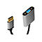 DisplayPort-zu-VGA-Adapter von LogiLink mit grauem Gehäuse und schwarzem Kabel vor weißem Hintergrund.