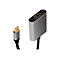 LogiLink Adapter mit silbernem Gehäuse, goldenem Mini-DisplayPort-Stecker und HDMI-Anschluss.