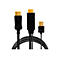 Adapterkabel mit DisplayPort-, HDMI- und USB-A-Steckern vor neutralem Hintergrund.