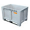 Logistieke box CEMO, polyethyleen, 525 l, L 1200 x B 800 x H 800 mm, stapelbaar, grijs/oranje, met 2 sledes, tot 350 kg