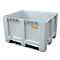 Logistieke box CEMO, polyethyleen, 610 l, L 1200 x B 1000 x H 760 mm, stapelbaar, grijs/oranje, met 3 sledes, tot 450 kg