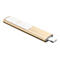 Clé USB dorée avec logo blanc et connecteur blanc sur fond blanc.