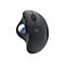 Souris ergonomique sans fil noire avec trackball bleu. Logo sur la souris.