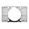 Hellgrauer, rechteckiger Rahmen mit großem, rundem Loch in der Mitte. Details wie Schrauben und Halterungen sind sichtbar.