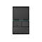 Draufsicht auf ein schwarzes Tablet-Keyboard-Case mit integriertem Trackpad und Tastenfeld.
