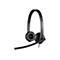 Casque noir avec microphone sur fond blanc.