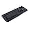 Schwarze Tastatur mit weiÃŸen Buchstaben. Ein Kabel verbindet die Tastatur.