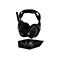 Schwarzes Gaming-Headset mit Ladeschale, schwebend vor weiÃŸem Hintergrund.