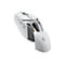 Weisse Logitech-Maus mit geÃ¶ffneter Abdeckung, Innenleben sichtbar. G-Logo auf der Abdeckung.