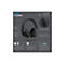 Schwarzes Logitech G325 Gaming-Headset mit Beschriftung der technischen Funktionen auf grauem Hintergrund.