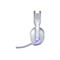 Hellgraues Gaming-Headset mit Mikrofon und RGB-Beleuchtung. Das 'G'-Logo ist sichtbar.