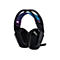 Schwarzes Gaming-Headset mit blau-violettem Muster am Kopfband. Bezeichnung G535 und Logo.